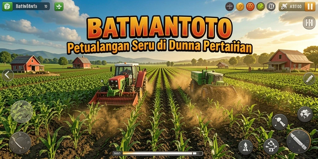 Tangkapan layar gameplay menunjukkan ladang subur dan aktivitas pertanian yang seru.
