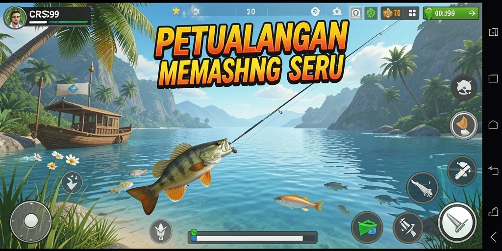 Menampilkan gameplay CRS99 yang seru dalam memancing.