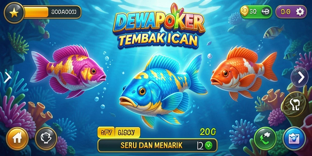 Gameplay menarik DEWAPOKER dengan aksi menangkap ikan.