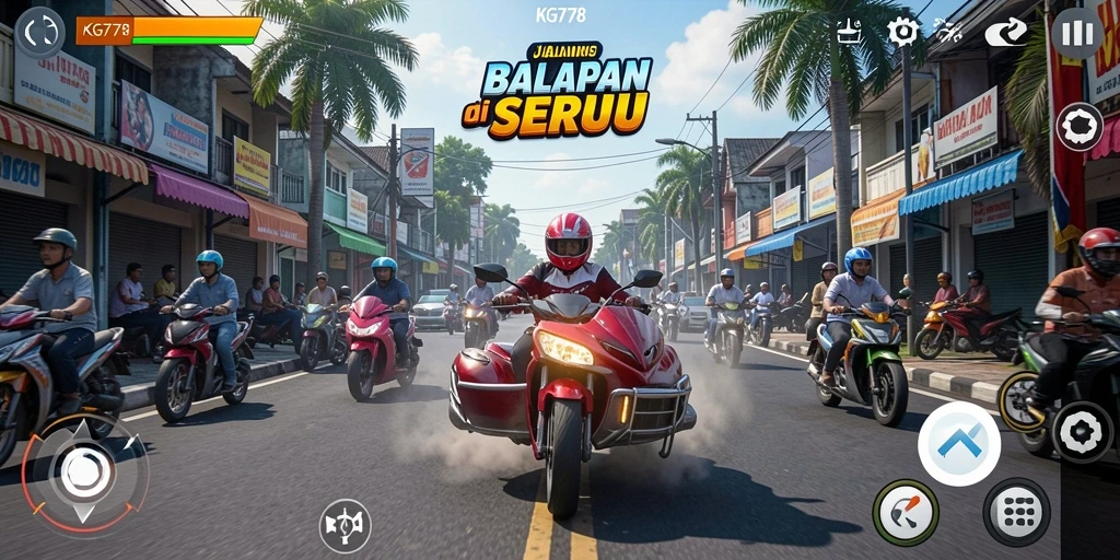 Gameplay racing seru dengan mobil kustomisasi.