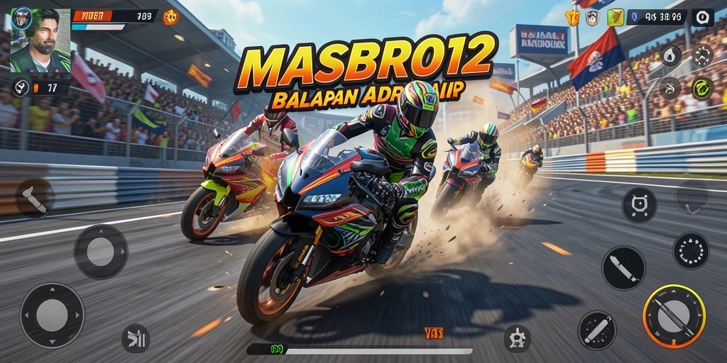 Gameplay seru balapan motor di <strong>MASBRO12</strong> dengan grafis menawan.