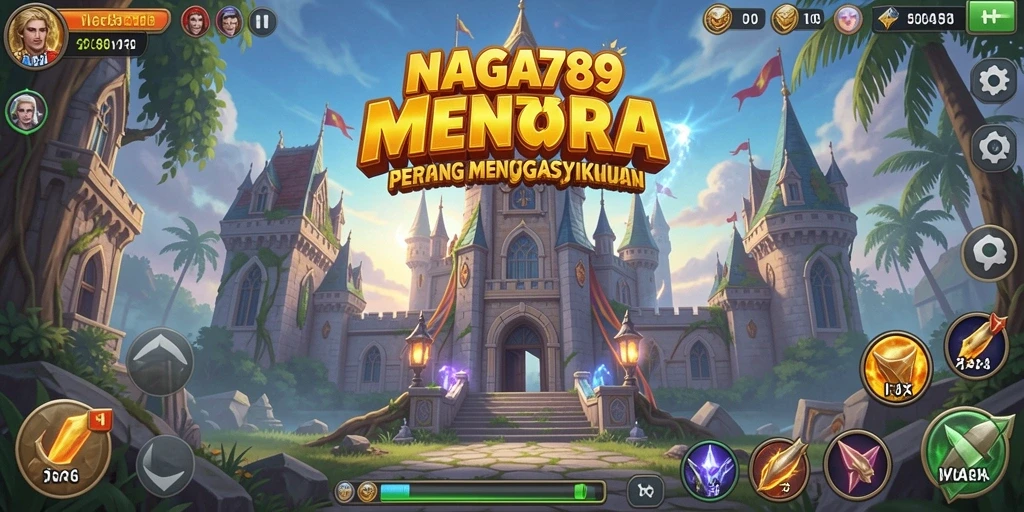 Tampilan gameplay NAGA789 menampilkan pertahanan menara yang strategis dan intens.