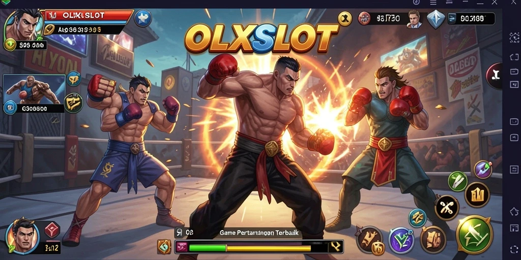 Tampilan gameplay OLXSLOT menampilkan pertarungan epik antara karakter-karakter yang kuat.