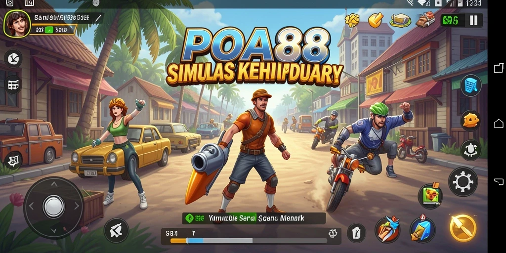 Tampilan gameplay seru dari POA88 yang menggambarkan simulasi kehidupan.