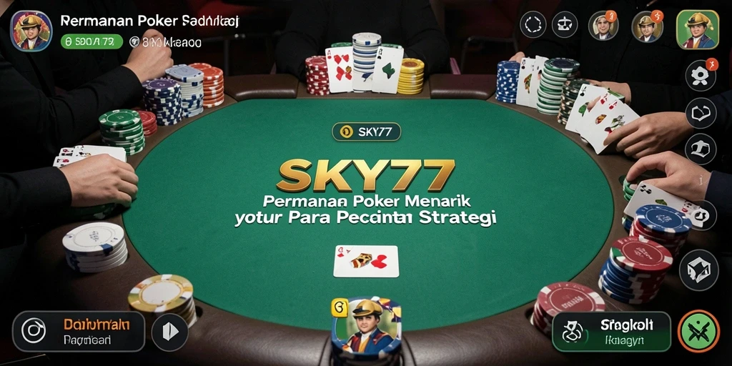 Screenshot gameplay <strong>SKY77</strong> menampilkan suasana seru di meja poker.